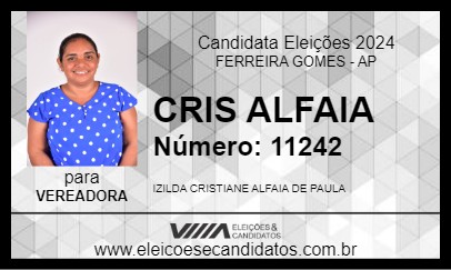 Candidato CRIS ALFAIA 2024 - FERREIRA GOMES - Eleições