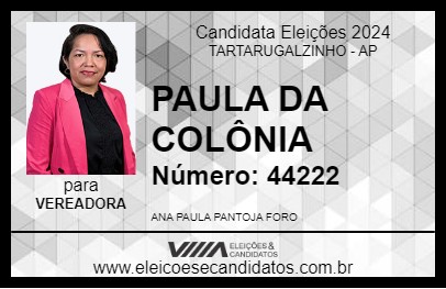 Candidato PAULA DA COLÔNIA 2024 - TARTARUGALZINHO - Eleições