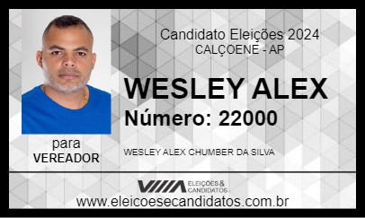 Candidato WESLEY ALEX 2024 - CALÇOENE - Eleições