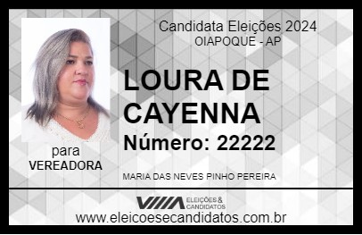 Candidato LOURA DE CAYENNA 2024 - OIAPOQUE - Eleições