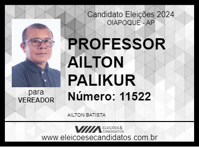 Candidato PROFESSOR AILTON PALIKUR 2024 - OIAPOQUE - Eleições