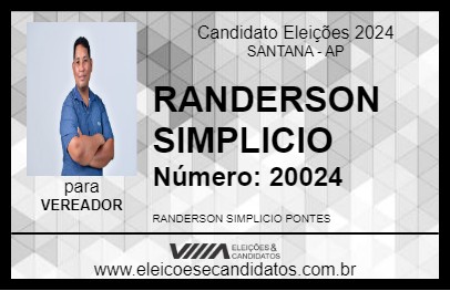 Candidato RANDERSON SIMPLICIO 2024 - SANTANA - Eleições