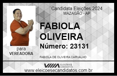 Candidato FABIOLA OLIVEIRA 2024 - MAZAGÃO - Eleições