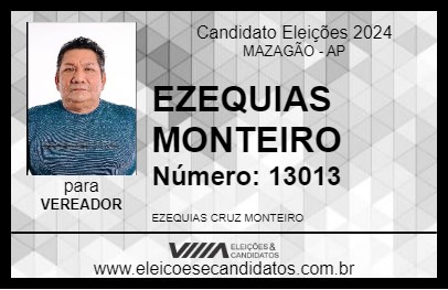 Candidato EZEQUIAS MONTEIRO 2024 - MAZAGÃO - Eleições