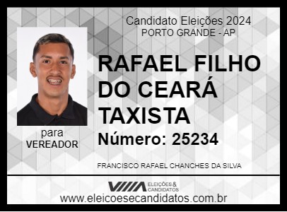 Candidato RAFAEL FILHO DO CEARÁ TAXISTA 2024 - PORTO GRANDE - Eleições