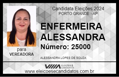 Candidato ENFERMEIRA ALESSANDRA 2024 - PORTO GRANDE - Eleições