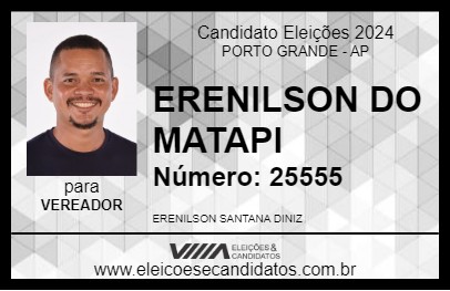 Candidato ERENILSON DO MATAPI 2024 - PORTO GRANDE - Eleições