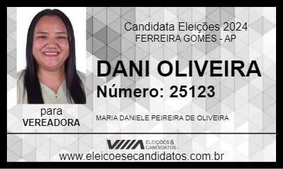 Candidato DANI OLIVEIRA 2024 - FERREIRA GOMES - Eleições