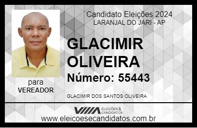 Candidato GLACIMIR OLIVEIRA 2024 - LARANJAL DO JARI - Eleições