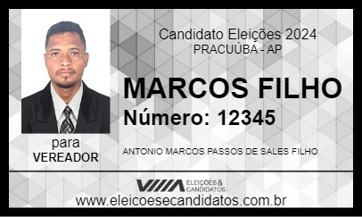 Candidato MARCOS FILHO 2024 - PRACUÚBA - Eleições