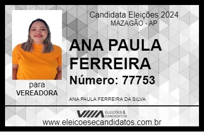 Candidato ANA PAULA FERREIRA 2024 - MAZAGÃO - Eleições