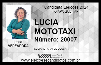 Candidato LUCIA MOTOTAXI 2024 - OIAPOQUE - Eleições