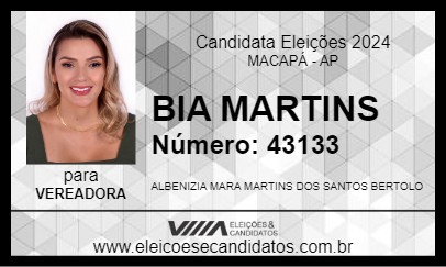 Candidato BIA MARTINS 2024 - MACAPÁ - Eleições