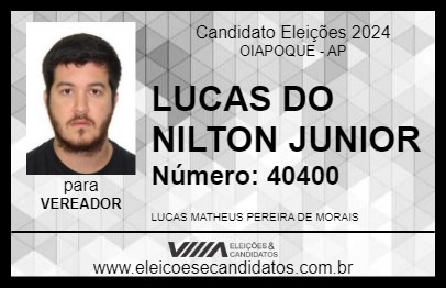 Candidato LUCAS DO NILTON JUNIOR 2024 - OIAPOQUE - Eleições