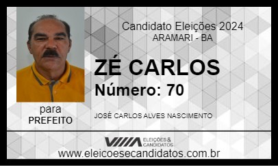 Candidato ZÉ CARLOS 2024 - ARAMARI - Eleições