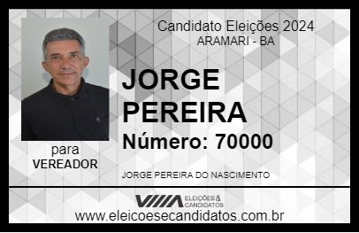 Candidato JORGE PEREIRA 2024 - ARAMARI - Eleições