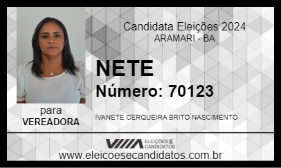 Candidato NETE 2024 - ARAMARI - Eleições