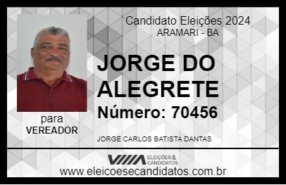 Candidato JORGE DO ALEGRETE 2024 - ARAMARI - Eleições