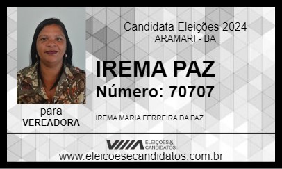 Candidato IREMA PAZ 2024 - ARAMARI - Eleições