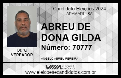 Candidato ABREU DE DONA GILDA 2024 - ARAMARI - Eleições