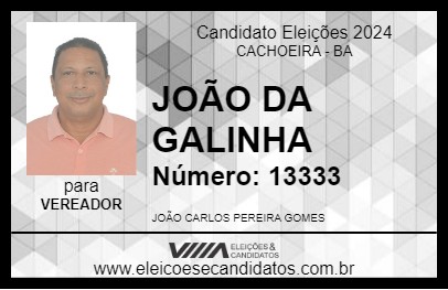 Candidato JOÃO DA GALINHA 2024 - CACHOEIRA - Eleições