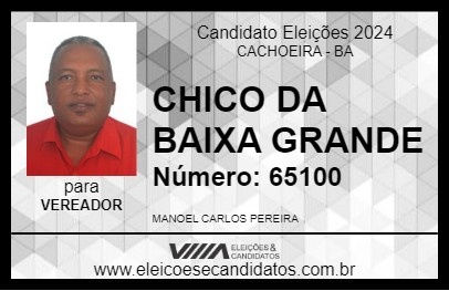 Candidato CHICO DA BAIXA GRANDE 2024 - CACHOEIRA - Eleições