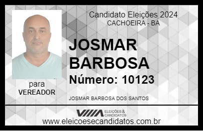 Candidato JOSMAR BARBOSA 2024 - CACHOEIRA - Eleições