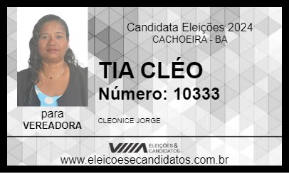 Candidato TIA CLÉO 2024 - CACHOEIRA - Eleições