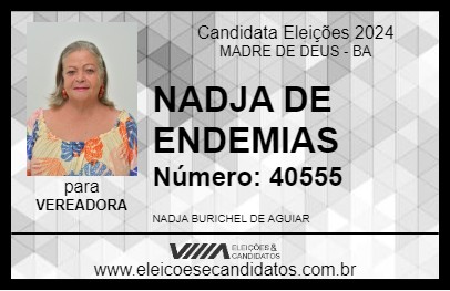 Candidato NADJA DE ENDEMIAS 2024 - MADRE DE DEUS - Eleições