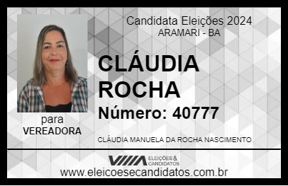 Candidato CLÁUDIA ROCHA 2024 - ARAMARI - Eleições