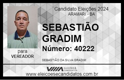 Candidato SEBASTIÃO GRADIM 2024 - ARAMARI - Eleições