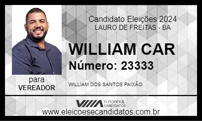 Candidato WILLIAM CAR 2024 - LAURO DE FREITAS - Eleições