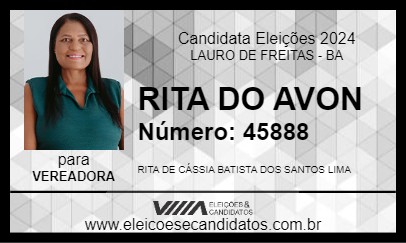 Candidato RITA DO AVON 2024 - LAURO DE FREITAS - Eleições