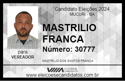 Candidato MASTRILIO FRANCA 2024 - MUCURI - Eleições