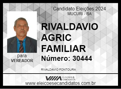 Candidato RIVALDAVIO AGRIC FAMILIAR 2024 - MUCURI - Eleições