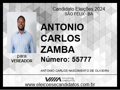 Candidato ANTONIO CARLOS ZAMBA 2024 - SÃO FÉLIX - Eleições