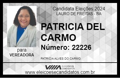 Candidato PATRICIA DEL CARMO 2024 - LAURO DE FREITAS - Eleições