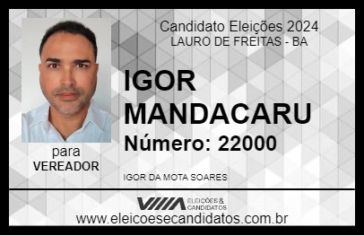 Candidato IGOR MANDACARU 2024 - LAURO DE FREITAS - Eleições