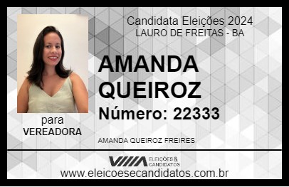 Candidato AMANDA QUEIROZ 2024 - LAURO DE FREITAS - Eleições