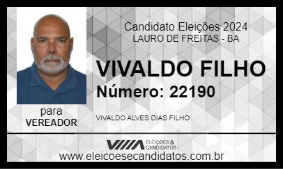 Candidato VIVALDO FILHO 2024 - LAURO DE FREITAS - Eleições