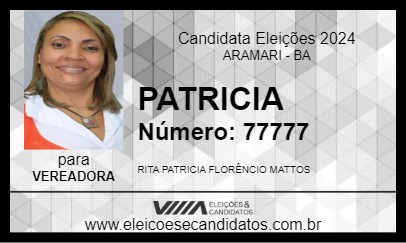 Candidato PATRICIA 2024 - ARAMARI - Eleições