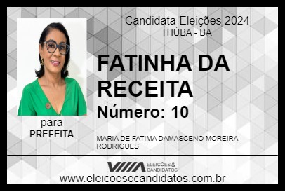 Candidato FATINHA DA RECEITA 2024 - ITIÚBA - Eleições