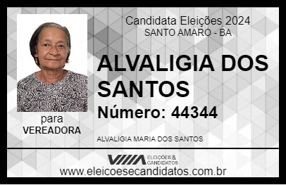 Candidato ALVALIGIA DOS SANTOS 2024 - SANTO AMARO - Eleições