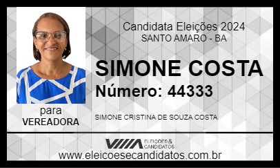 Candidato SIMONE COSTA 2024 - SANTO AMARO - Eleições