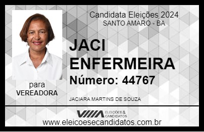 Candidato JACI ENFERMEIRA 2024 - SANTO AMARO - Eleições