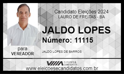 Candidato JALDO LOPES 2024 - LAURO DE FREITAS - Eleições