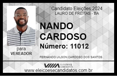 Candidato NANDO CARDOSO 2024 - LAURO DE FREITAS - Eleições