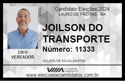 Candidato JOILSON DO TRANSPORTE 2024 - LAURO DE FREITAS - Eleições