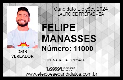 Candidato FELIPE MANASSES 2024 - LAURO DE FREITAS - Eleições