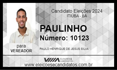 Candidato PAULINHO 2024 - ITIÚBA - Eleições